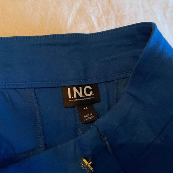 INC Button Trim Wide Leg Pants Blue 14 - Picture 3 of 3